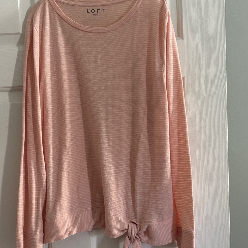 LOFT Blush Striped Knit Top